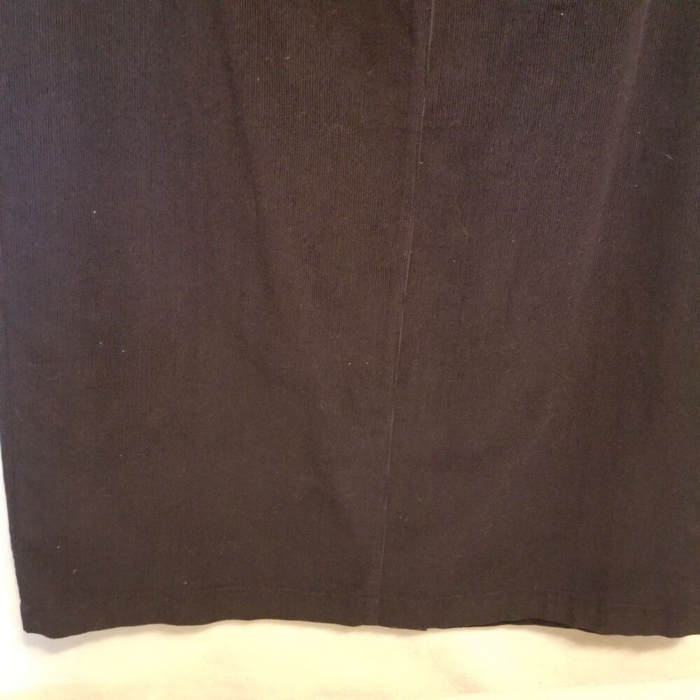 Talbots 16P Petite Black Corduroy Midi 100% Cotton Vintage Academia Casual - Picture 2 of 7